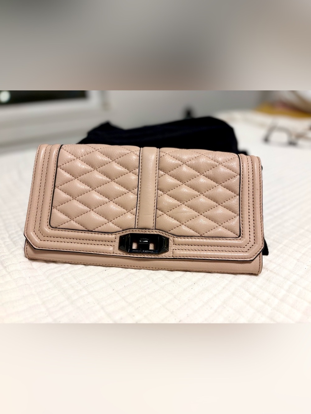 Rebecca Minkoff Blush Pink Quilted Love Clutch Crossbody